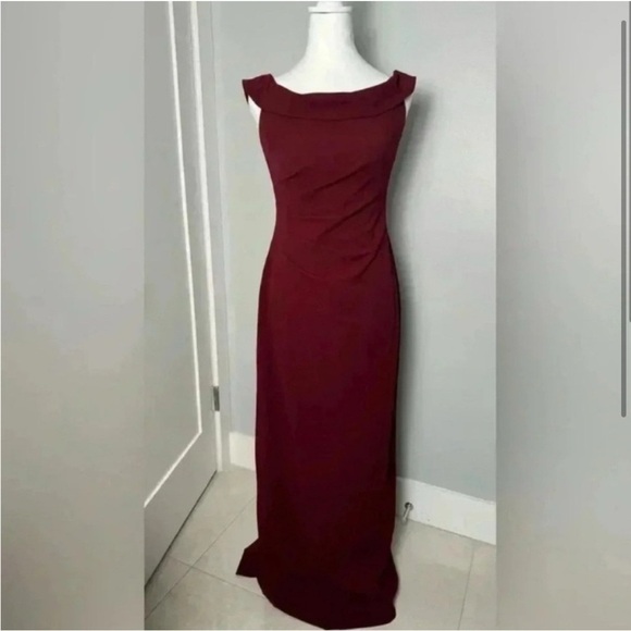 David’s Bridal (DB Studio) Off-the-Shoulder Stretch Crepe Ruched Dress - Picture 2 of 6